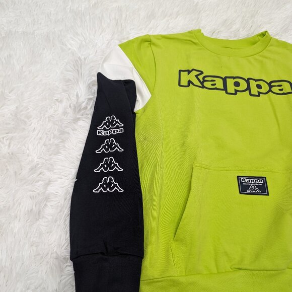 Kappa Unisex Crew Neck Lime Yellow Pullover Loopknit with logo Sweatshirt NWOT - Picture 2 of 8